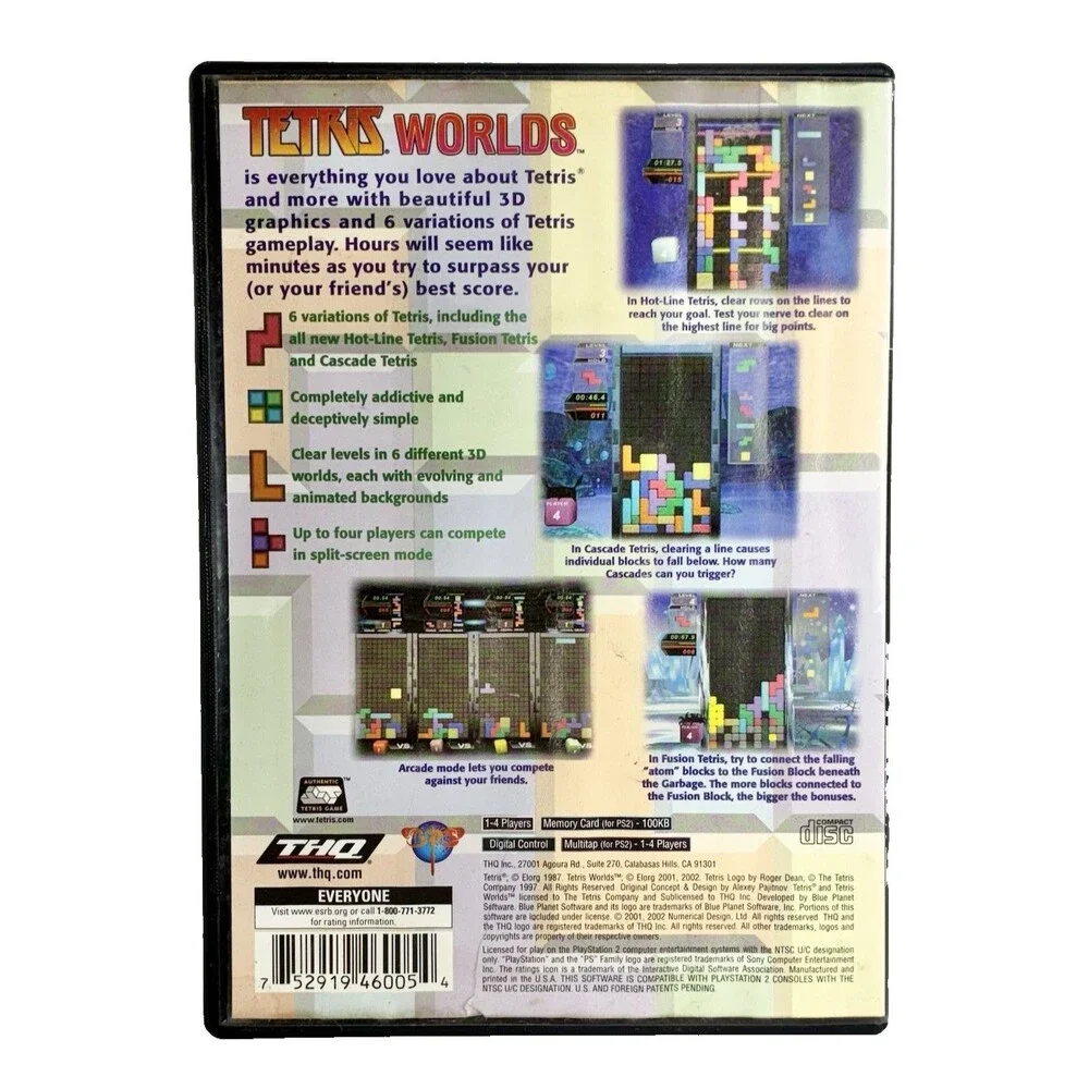 Tetris Worlds Sony PlayStation 2 Vintage 2002 THQ Complete with Manual Tested